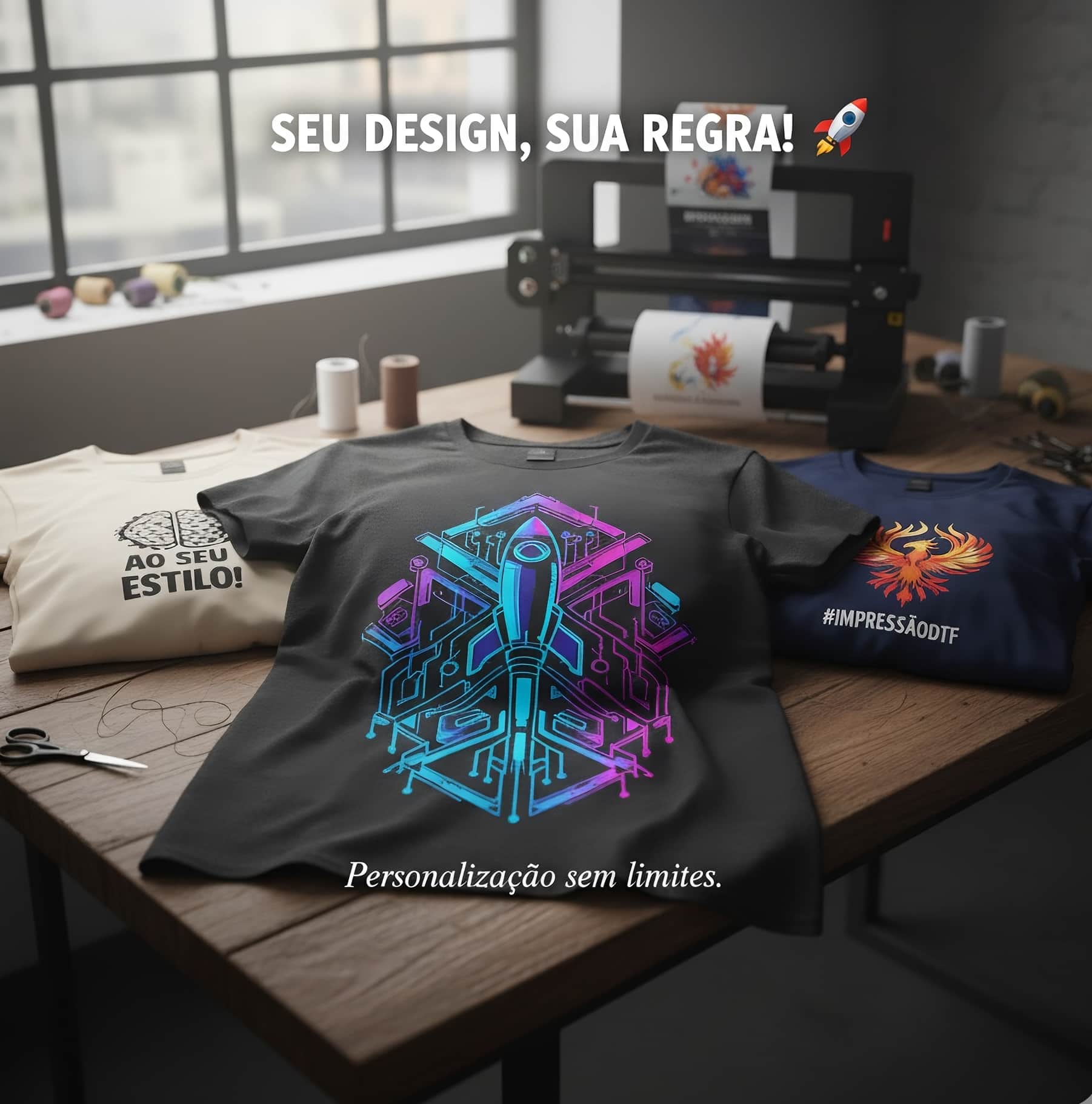 Equipe da Day Print trabalhando com impressão DTF